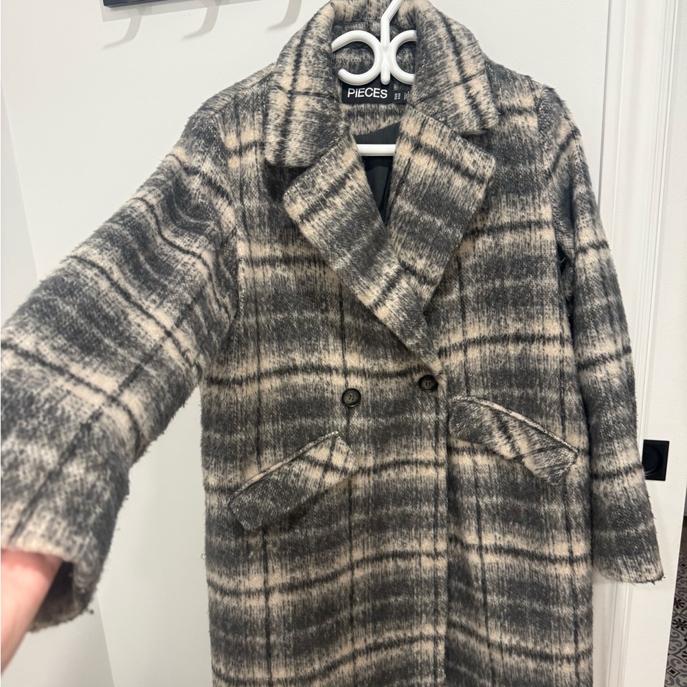 Plaid Double-Breasted Coat